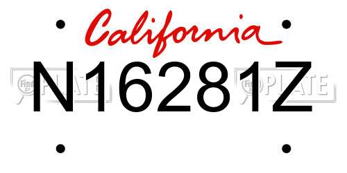 N16281Z California License Plate