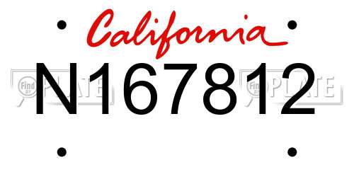 N167812 California License Plate