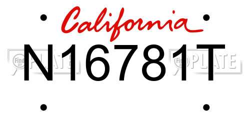 N16781T California License Plate