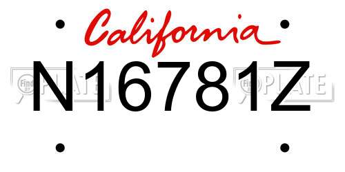 N16781Z California License Plate