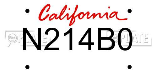 N214B0 California License Plate