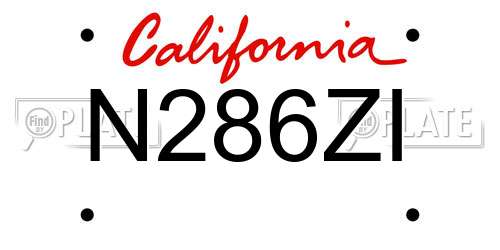 N286ZI California License Plate