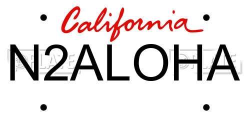 N2ALOHA California License Plate