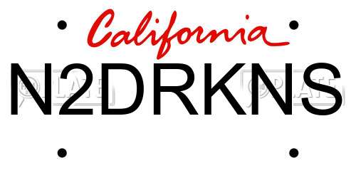 N2DRKNS California License Plate