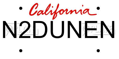 N2DUNEN California License Plate