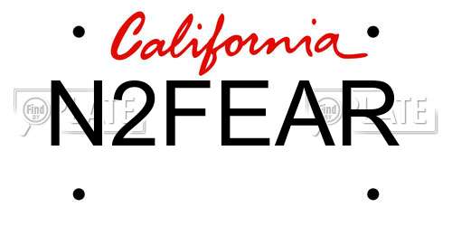N2FEAR California License Plate
