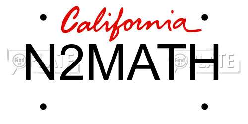 N2MATH California License Plate