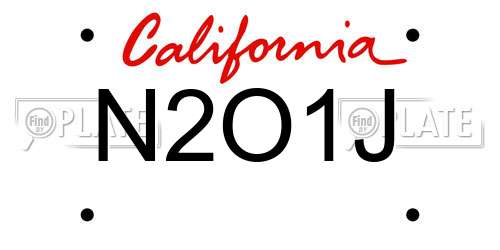 N2O1J California License Plate