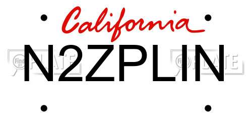 N2ZPLIN California License Plate