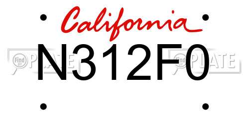 N312F0 California License Plate