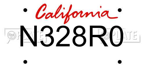 N328R0 California License Plate