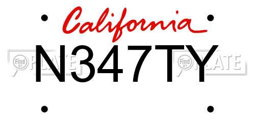 N347TY California License Plate