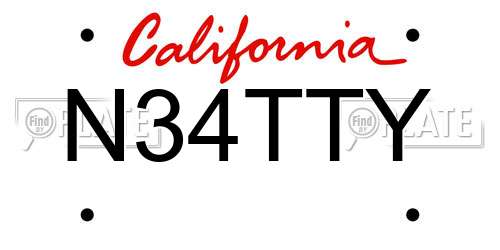 N34TTY California License Plate