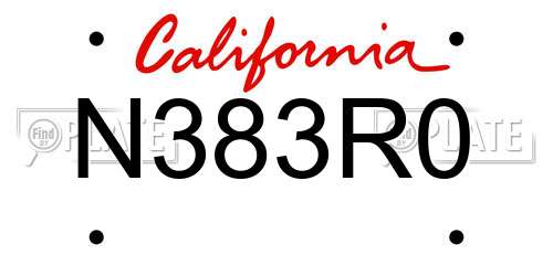N383R0 California License Plate