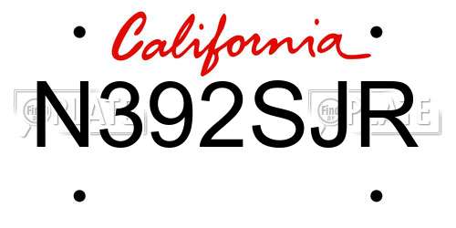 N392SJR California License Plate