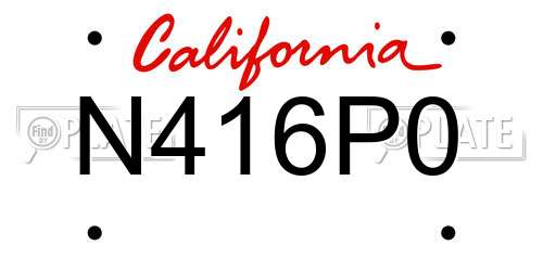 N416P0 California License Plate