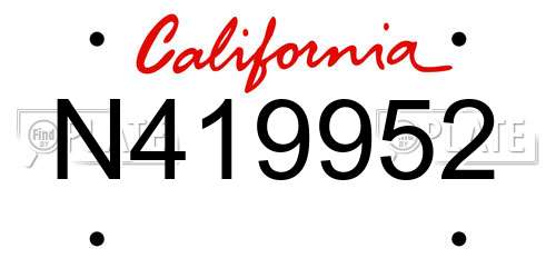 N419952 California License Plate