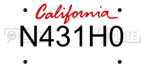 N431H0 California License Plate
