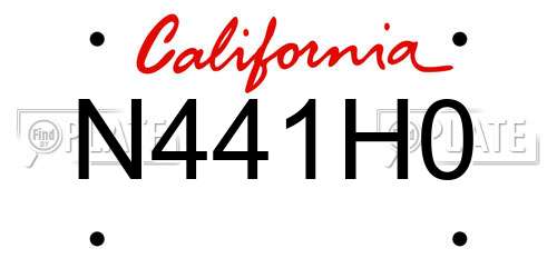 N441H0 California License Plate