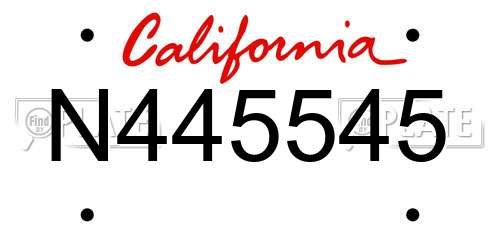 N445545 California License Plate