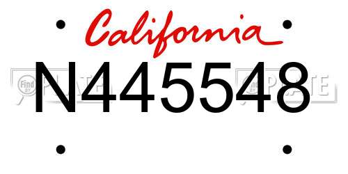 N445548 California License Plate