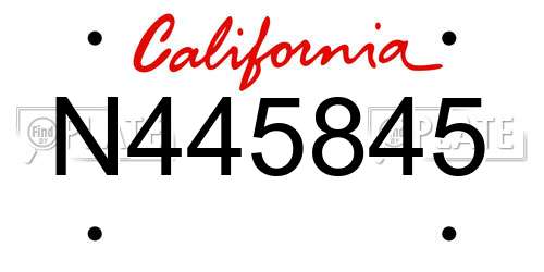 N445845 California License Plate