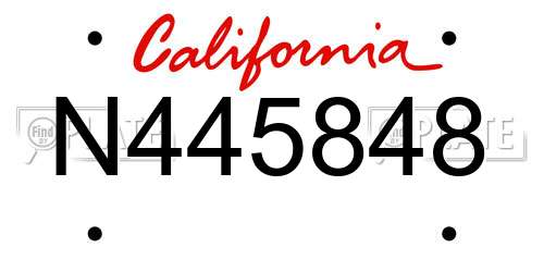 N445848 California License Plate