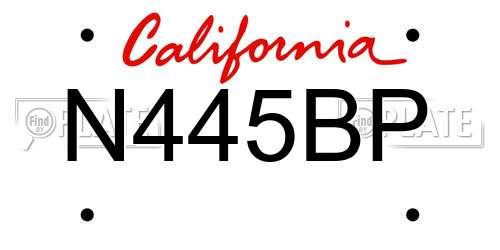 N445BP California License Plate