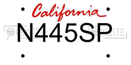 N445SP California License Plate