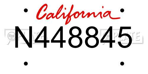 N448845 California License Plate