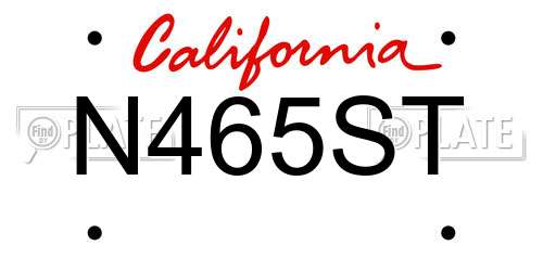 N465ST California License Plate