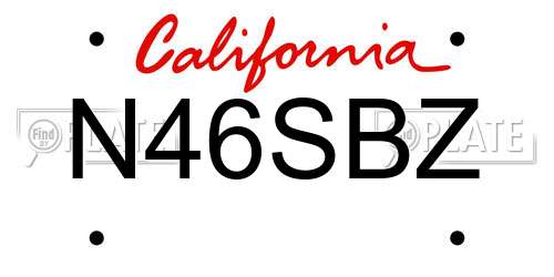 N46SBZ California License Plate