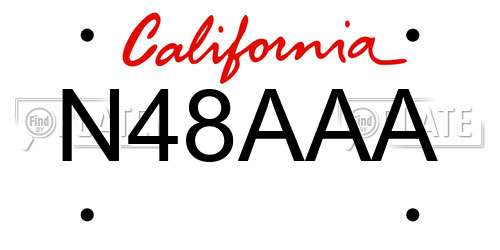 N48AAA California License Plate