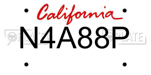 N4A88P California License Plate