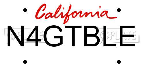 N4GTBLE California License Plate