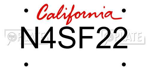 N4SF22 California License Plate