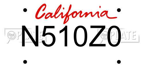 N510Z0 California License Plate