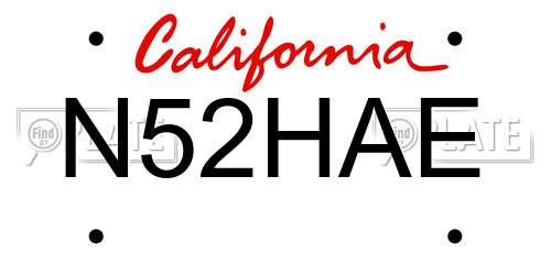N52HAE California License Plate