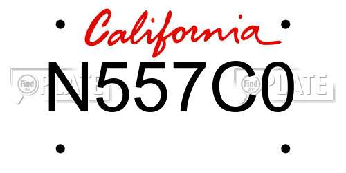 N557C0 California License Plate