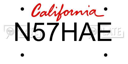 N57HAE California License Plate