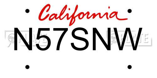 N57SNW California License Plate