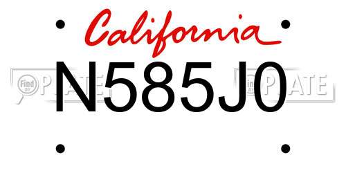 N585J0 California License Plate