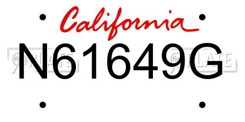 N61649G California License Plate