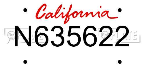 N635622 California License Plate