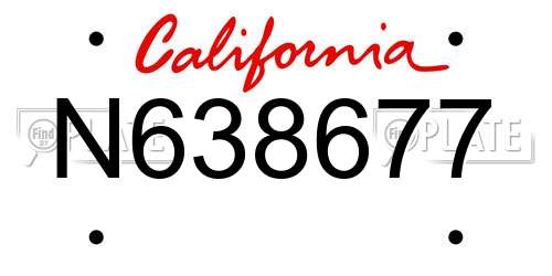 N638677 California License Plate