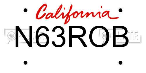 N63ROB California License Plate