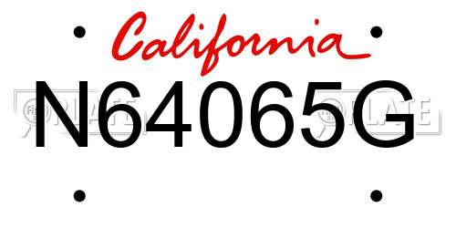 N64065G California License Plate