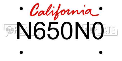 N650N0 California License Plate