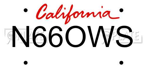 N66OWS California License Plate