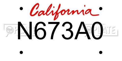 N673A0 California License Plate